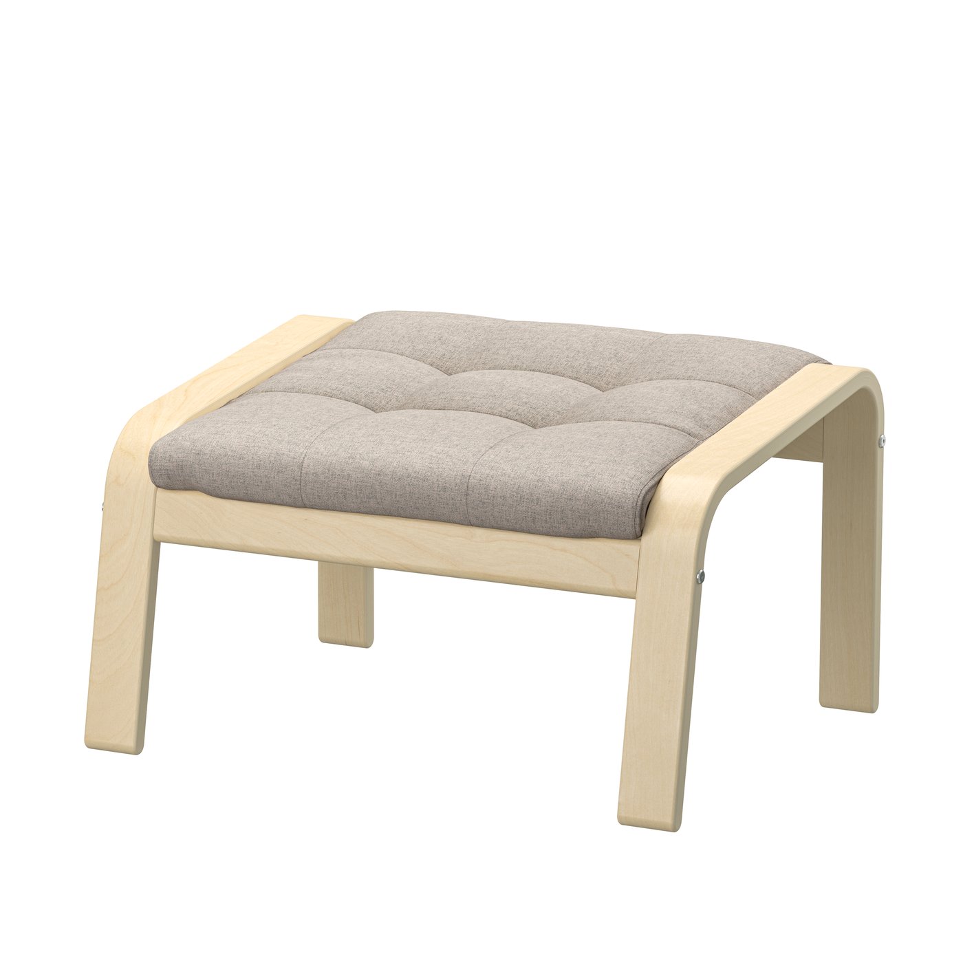 Zu sehen ist ein POÄNG Hocker in Naturfarben/Beige