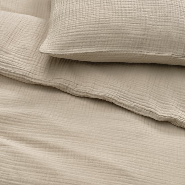 A grey-beige SCHERSMIN duvet cover and pillowcase