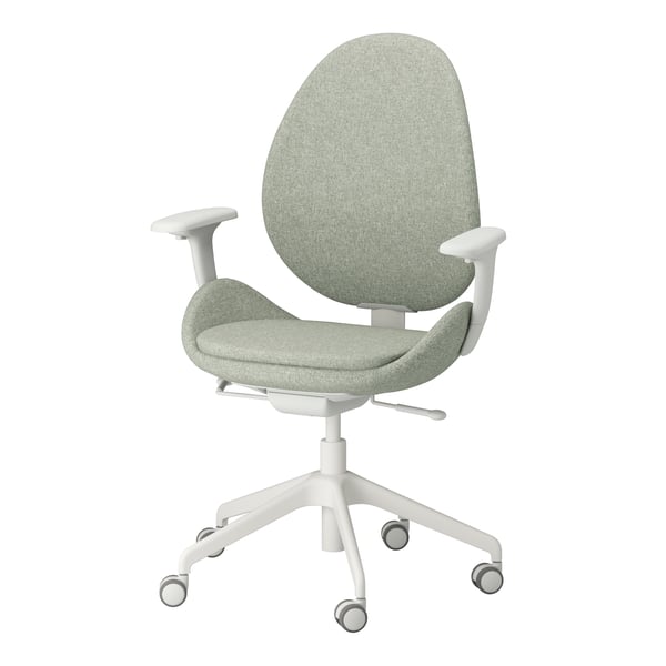 HATTEFJÄLL chaise de bureau av accoudoirs Gunnared vert clair blanc