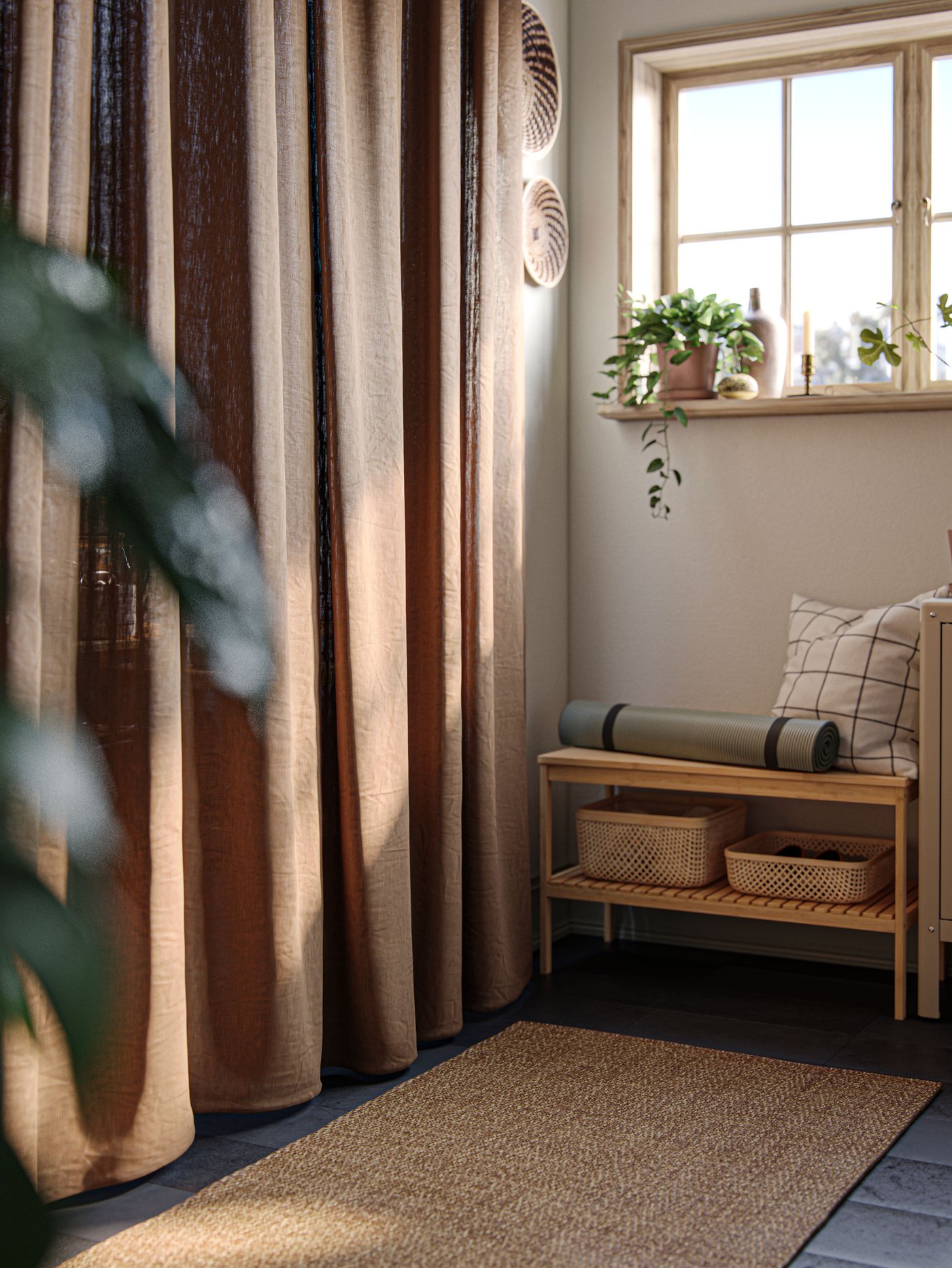 A bamboo RÅGRUND bench