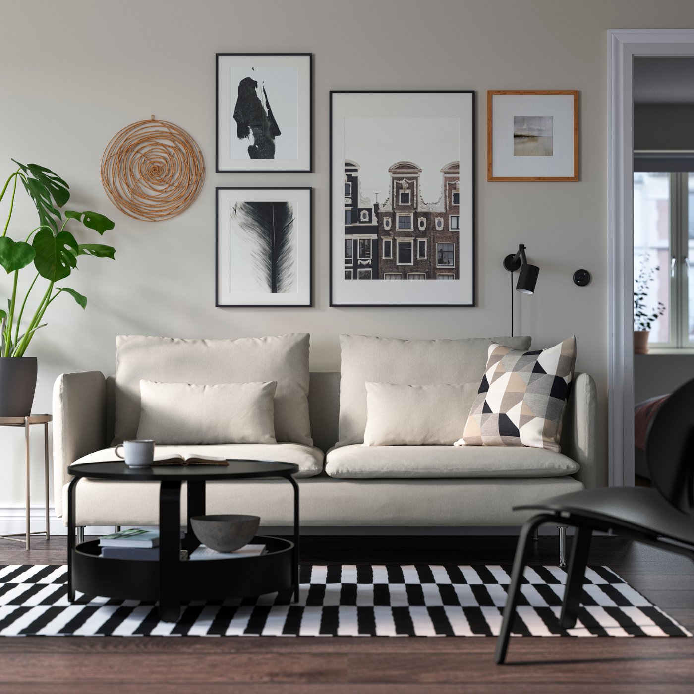 A Fridtuna light beige SÖDERHAMN 3-seat sofa