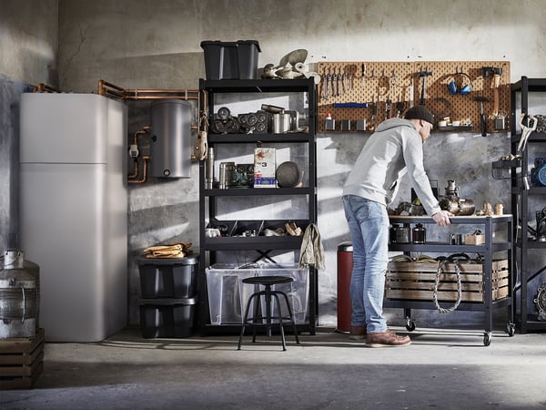 Inside view of the heat pump in a garage