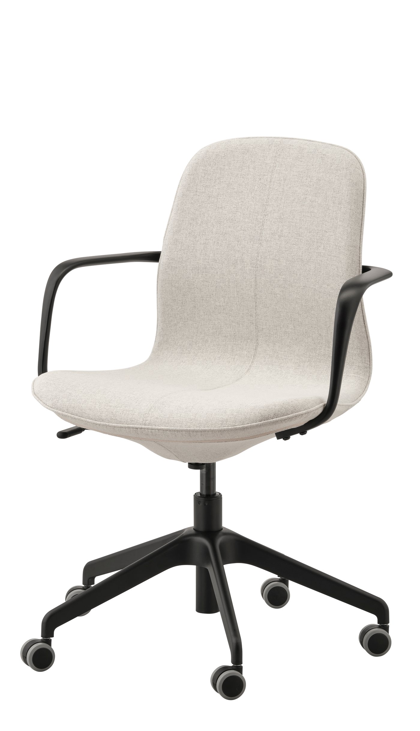 IKEA LÅNGFJÄLL konferensstol med armstöd, gunnared beige/svart