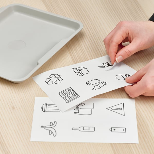 A waste & sort HUSBONDE 12-piece sticker set