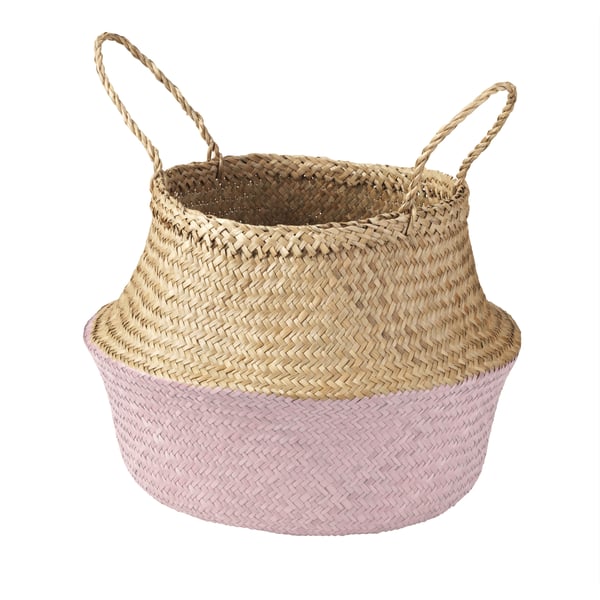 A seagrass/light pink KRALLIG basket