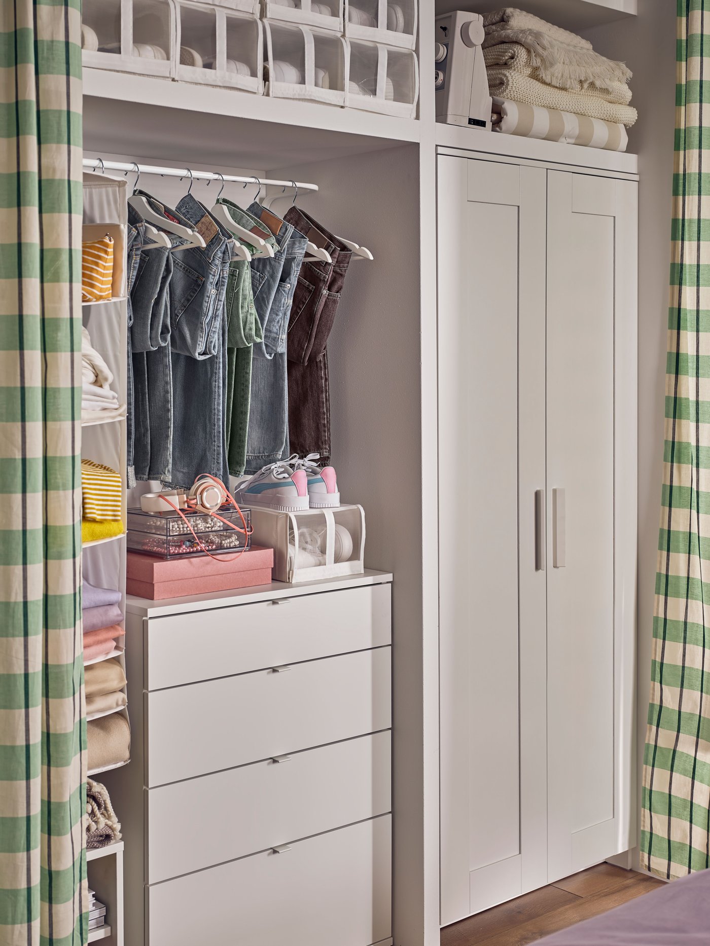 BRIMNES series wardrobe and open storage unit