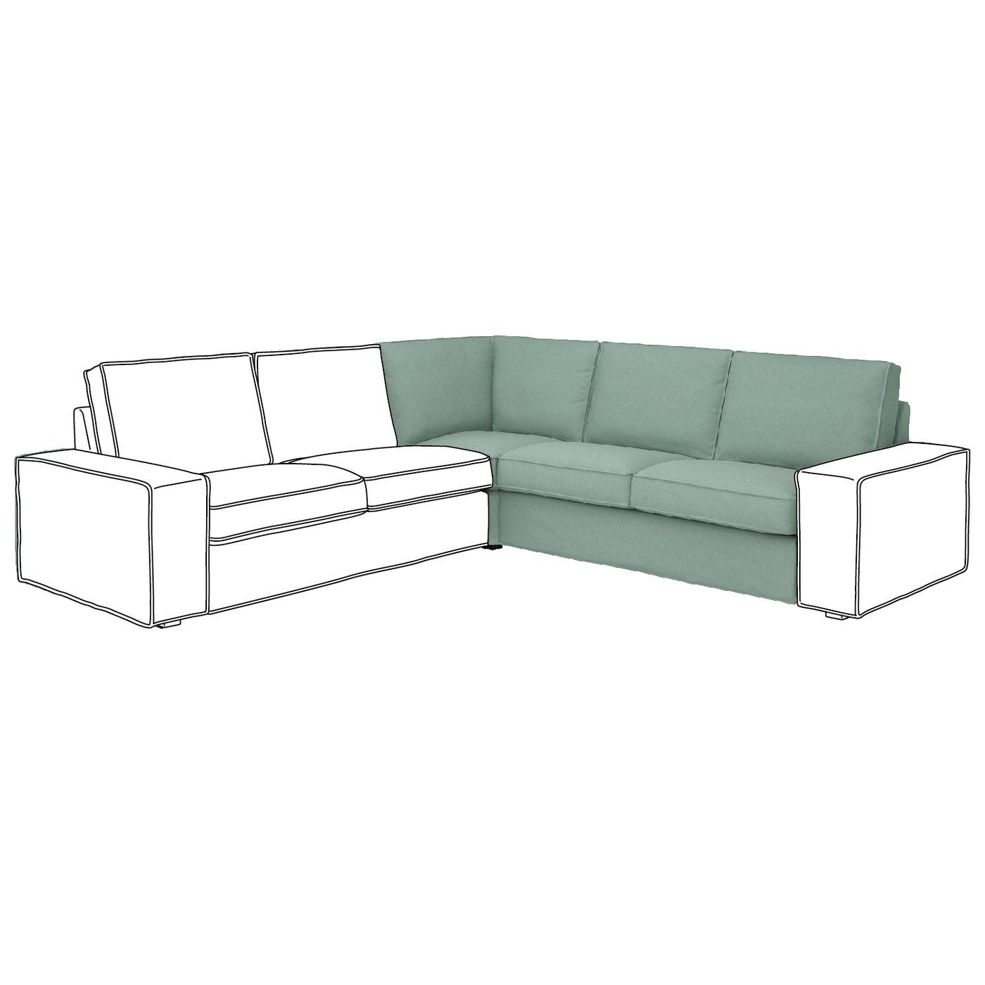 IKEA KIVIK hörnsektion, tallmyra ljusgrön