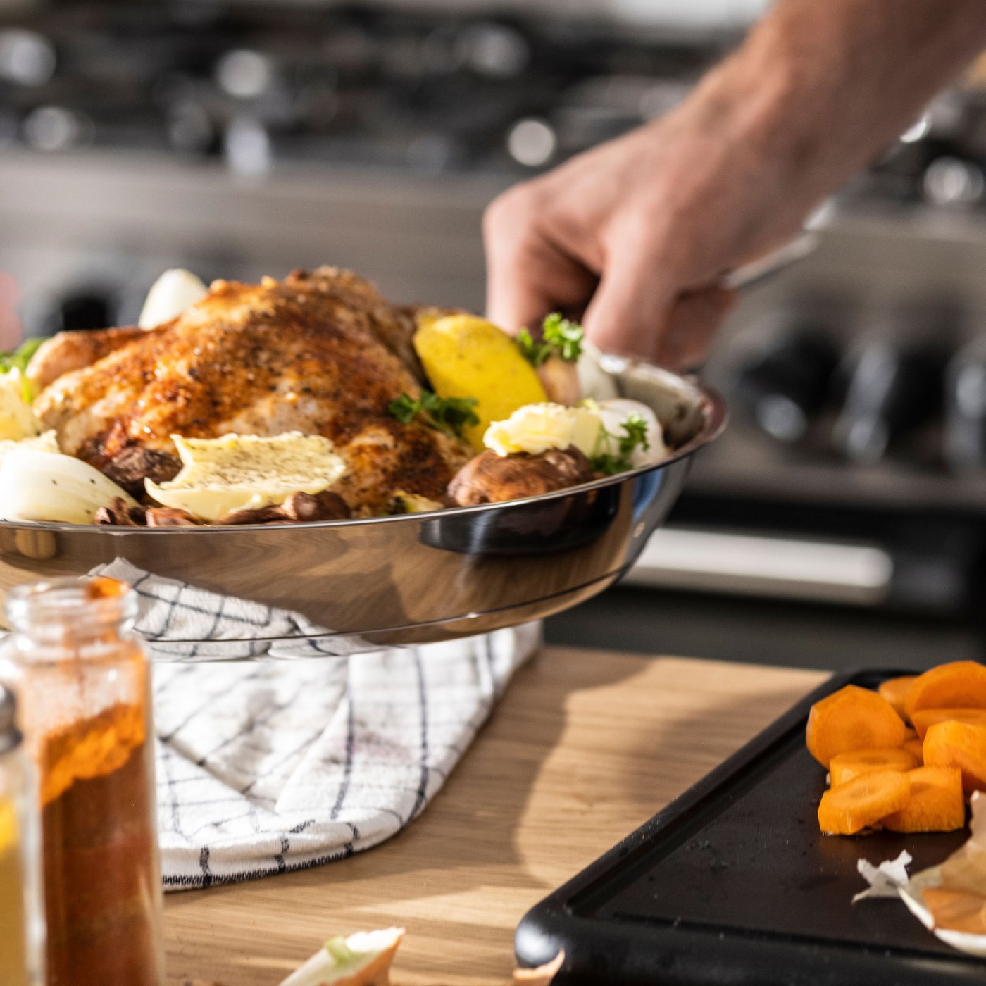 A stainless steel/non-stick coating IKEA 365+ frying pan in the kitchen