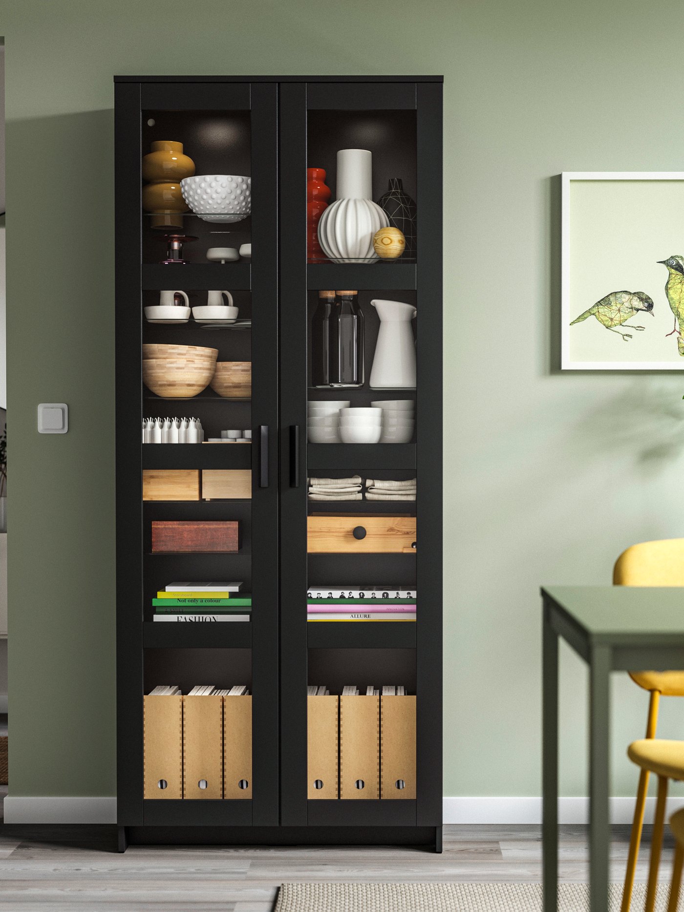 BRIMNES black cabinet with glass doors