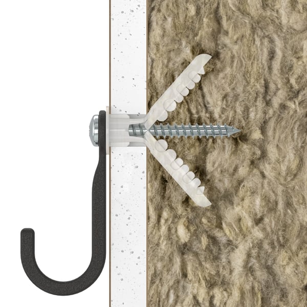 An illustration of a wall plug used in a drywall without a wood stud. 