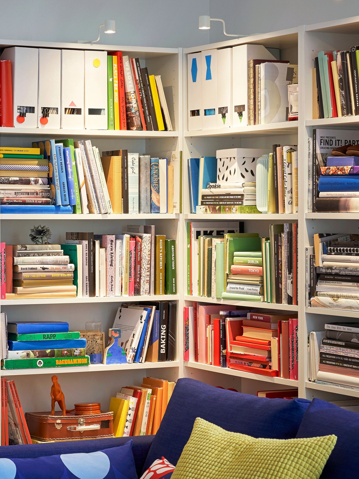 A white BILLY bookcase in the living room