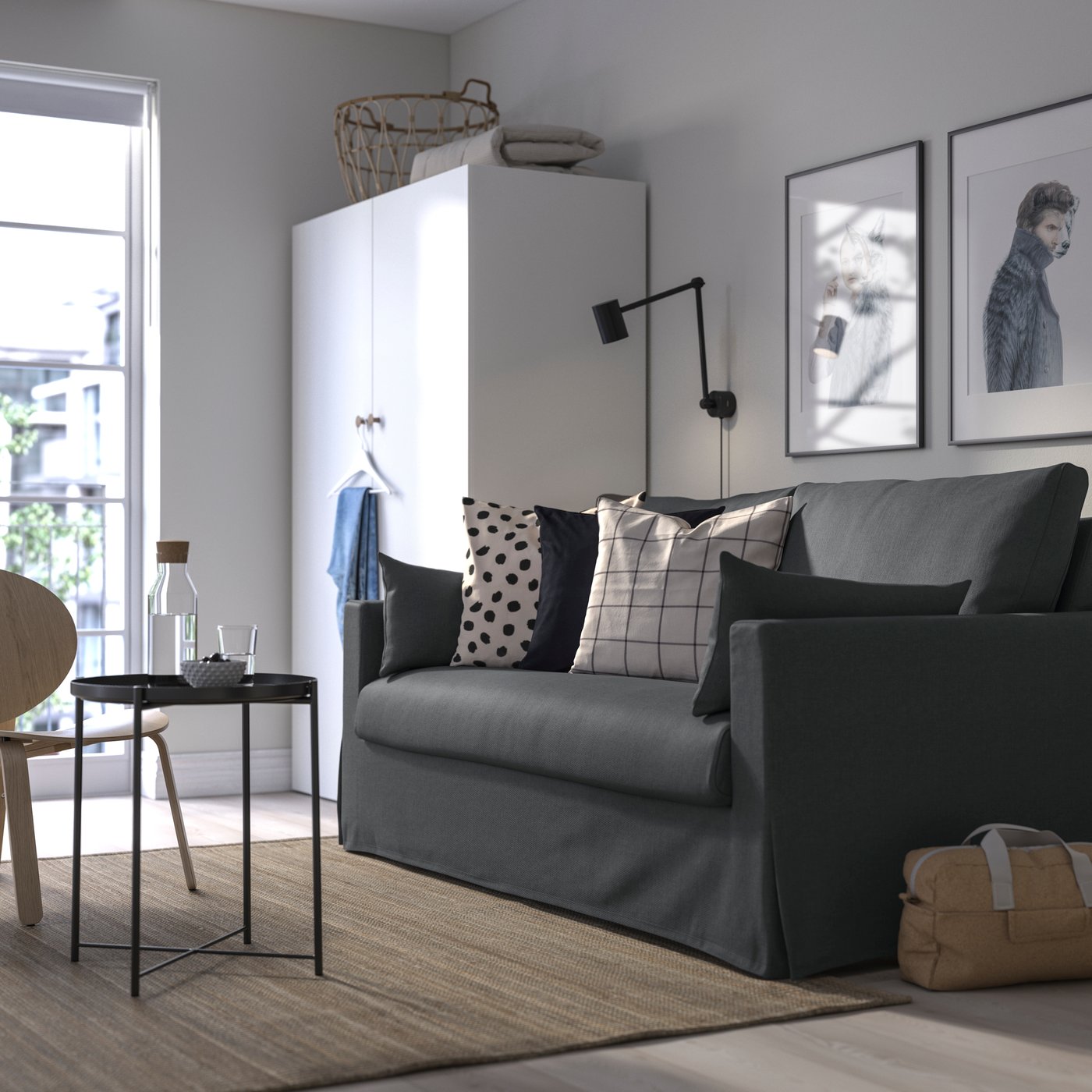 IKEA HYLTARP 2-sits bäddsoffa, gransel grå