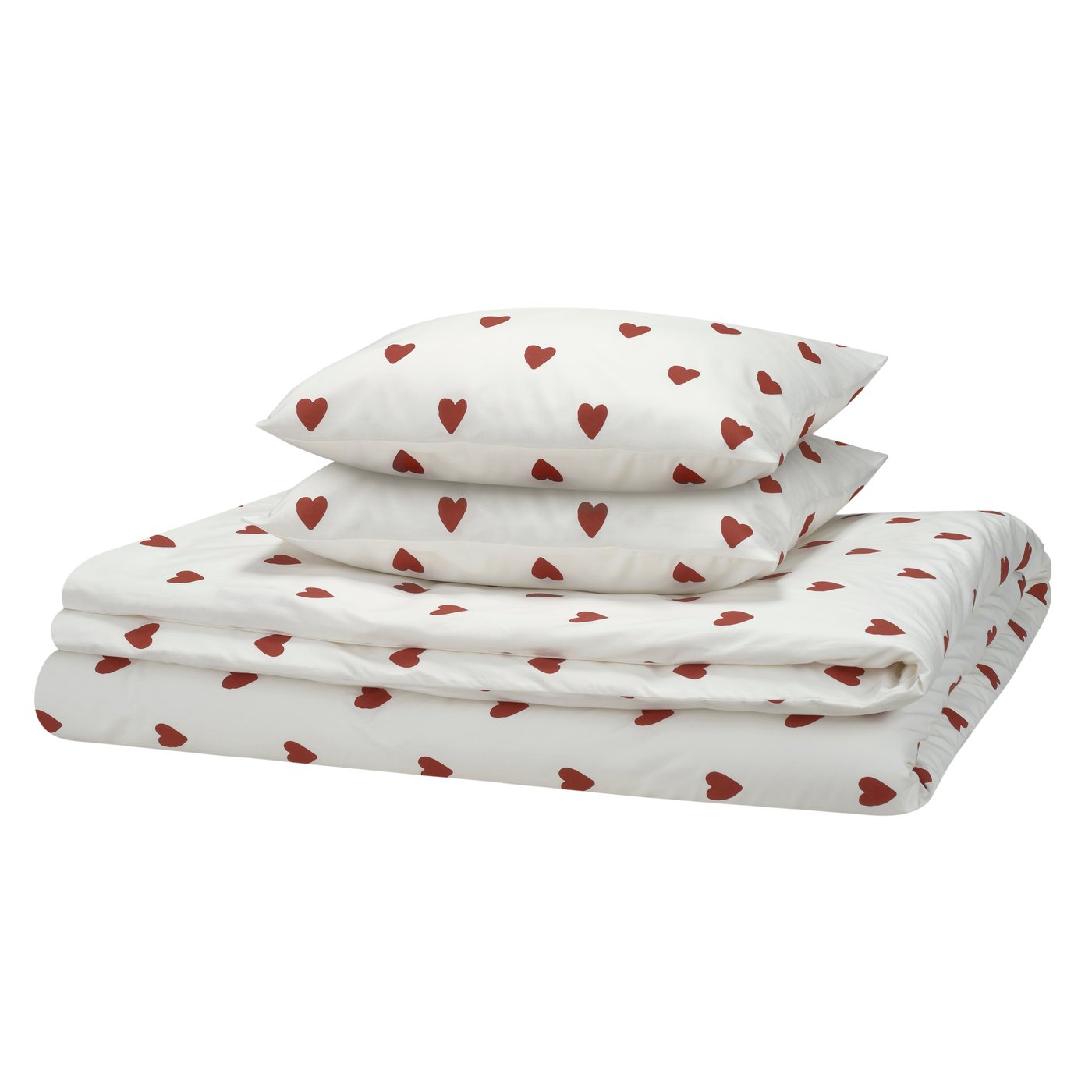 Bjornbarbuske Funda Nordica 2 Fundas Almohada Motivo Corazon Blanco Rojo