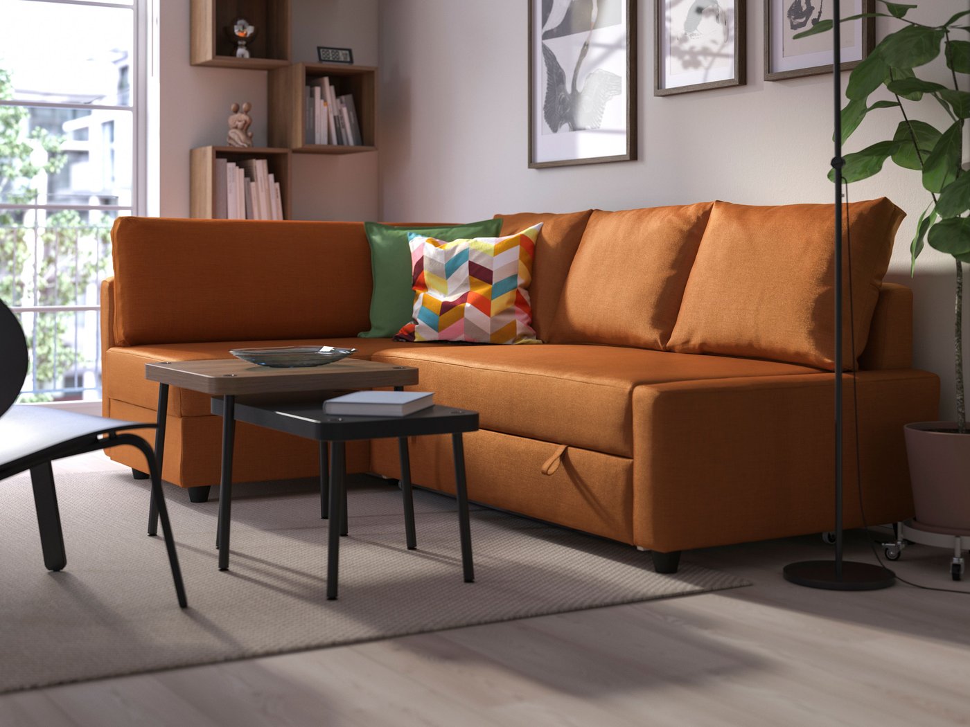 FRIHETEN chaise-longue divano letto angolare, Bomstad nero IKEA