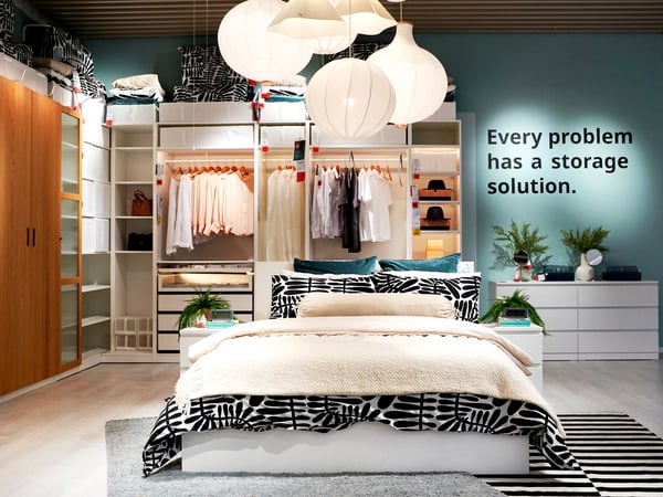 A white MALM bed frame, high