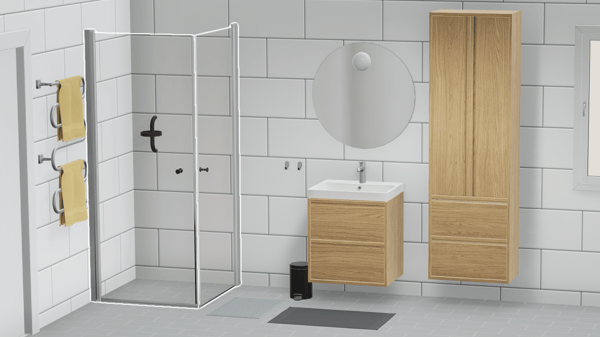 Es zeigt ein Badezimmer geplant im Badezimmer Planer.