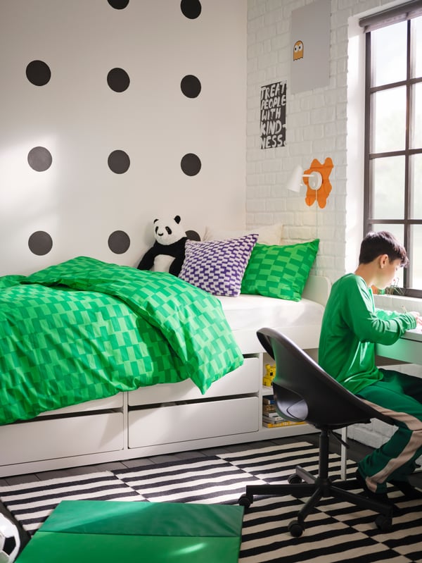 SLAKT bed frame with storage
