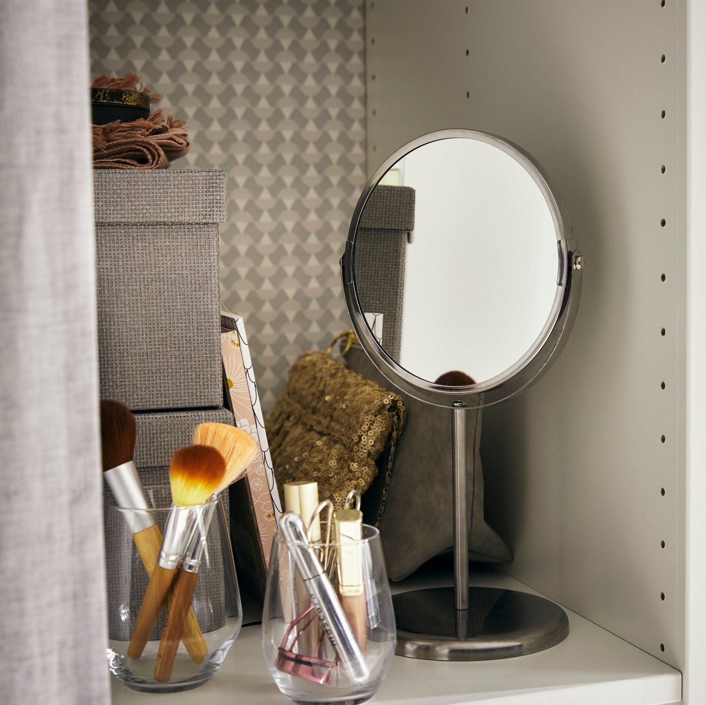 KAITUM mirror with integrated battery-operated lighting, 20 cm.