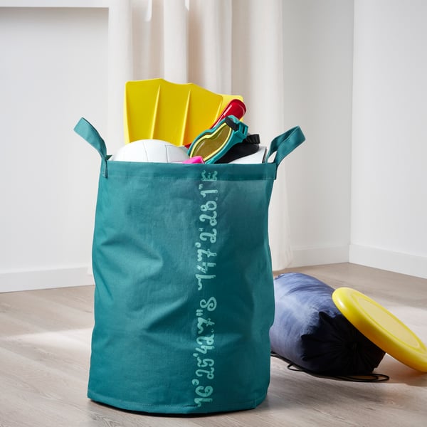 A whale pattern/blue-green BLÅVINGAD storage bag