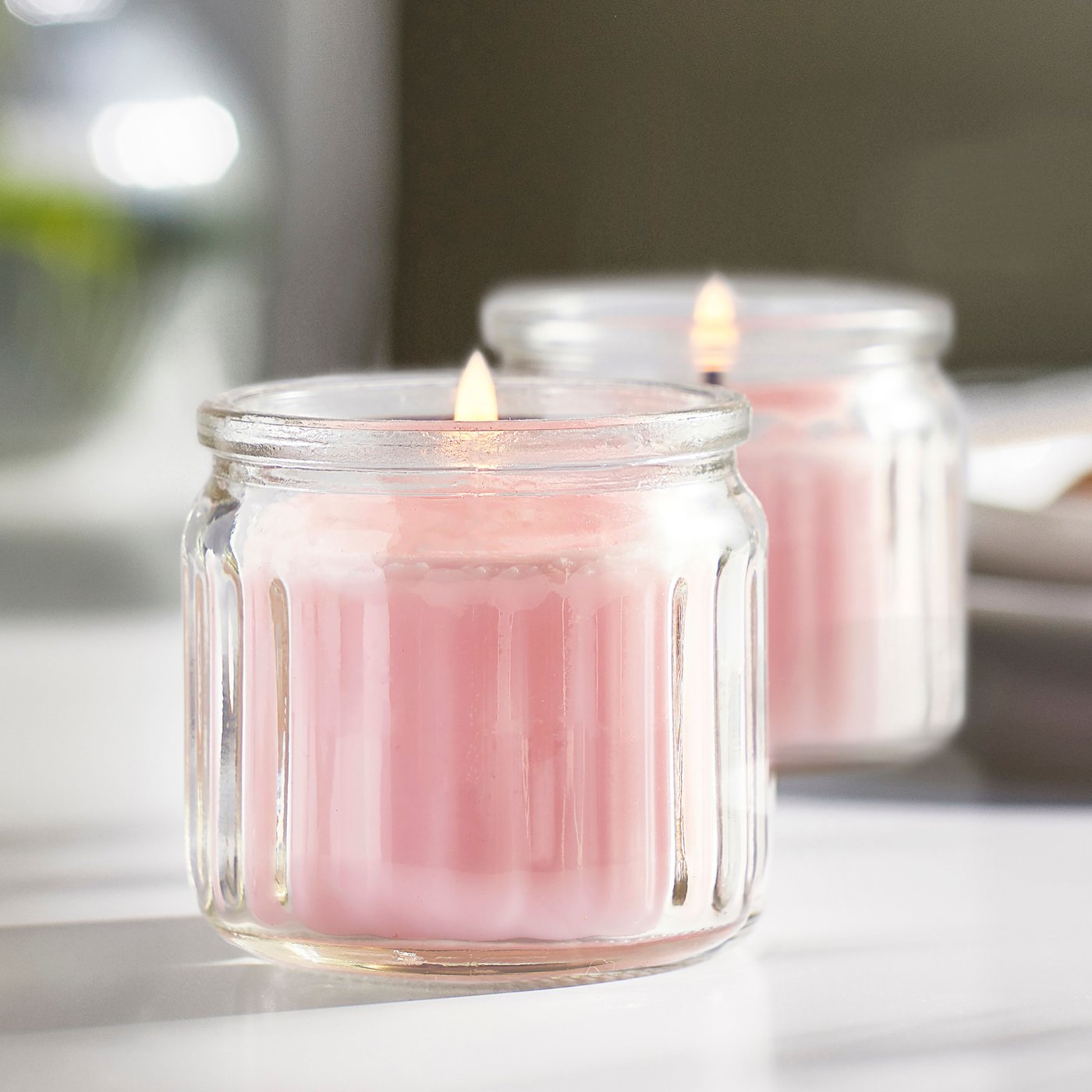 נר בריח יסמין/ורוד LUGNARE בזכוכית