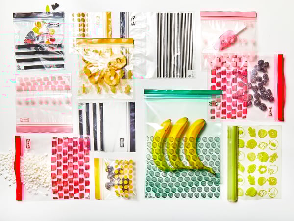 A patterned red/pink ISTAD resealable bag