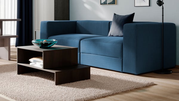 A Samsala dark blue JÄTTEBO 3-seat modular sofa in the living room