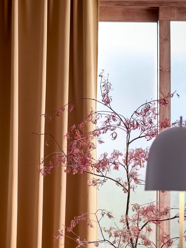 A beige-yellow SANELA curtains, 1 pair in the living room
