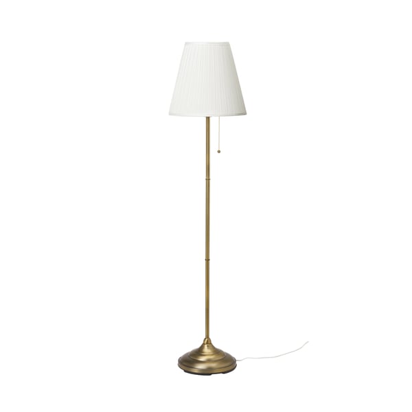 A brass/white ÅRSTID floor lamp in the NA