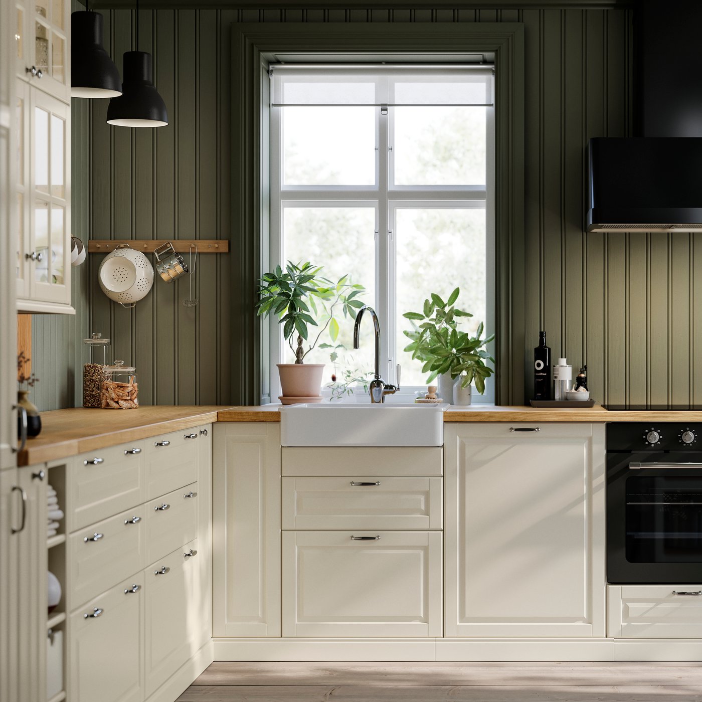 An off-white BODBYN drawer front