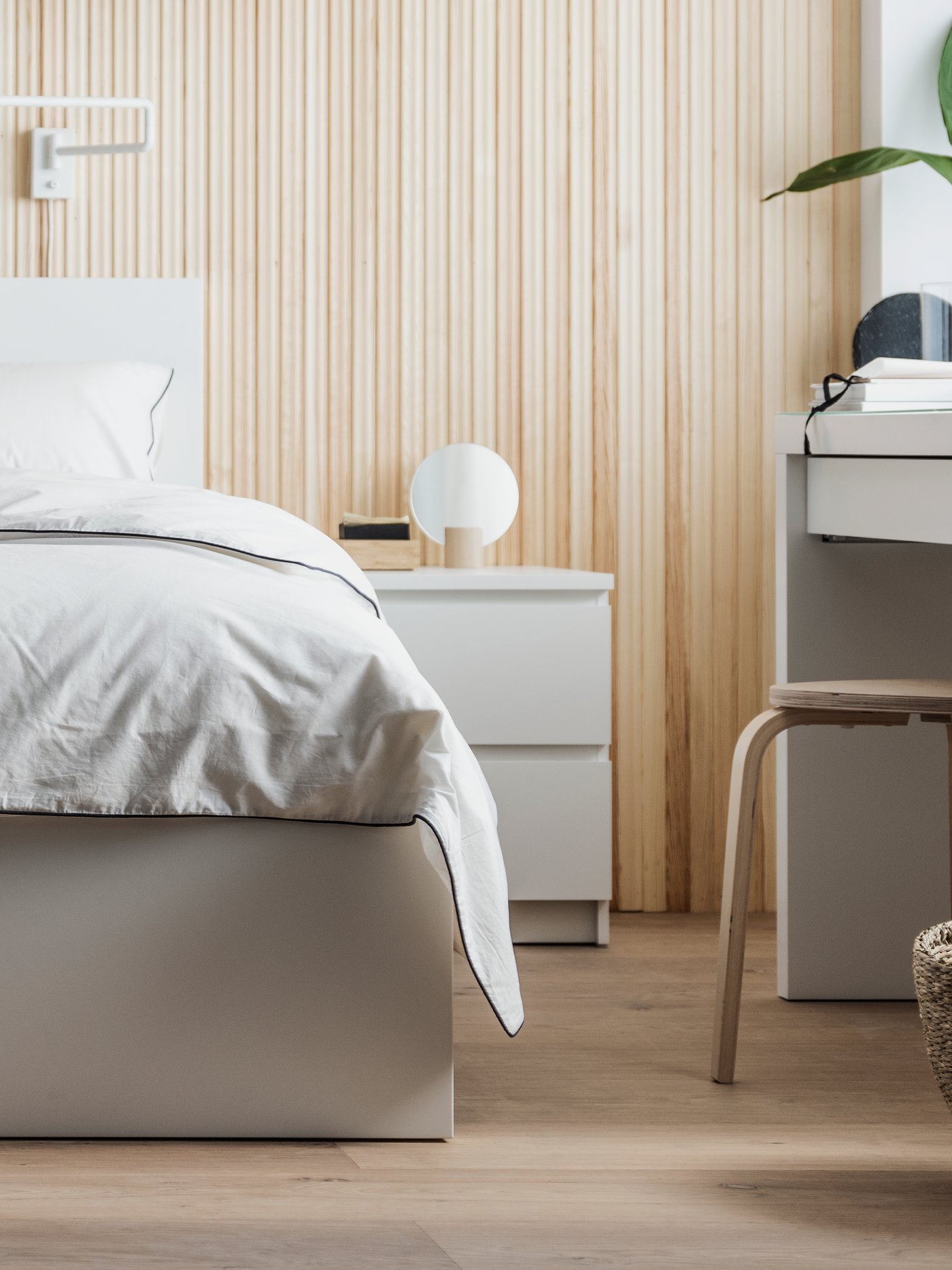 A white MALM dressing table in the bedroom