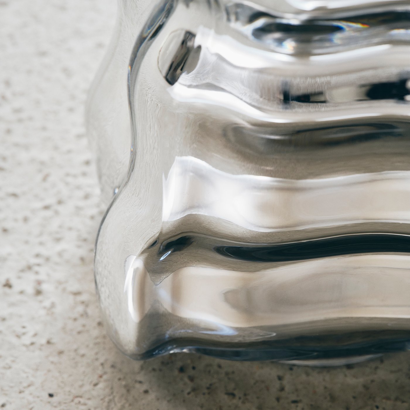 Close up of a detail of a shiny metallic art object from the IKEA art collection KONSTRUNDA.