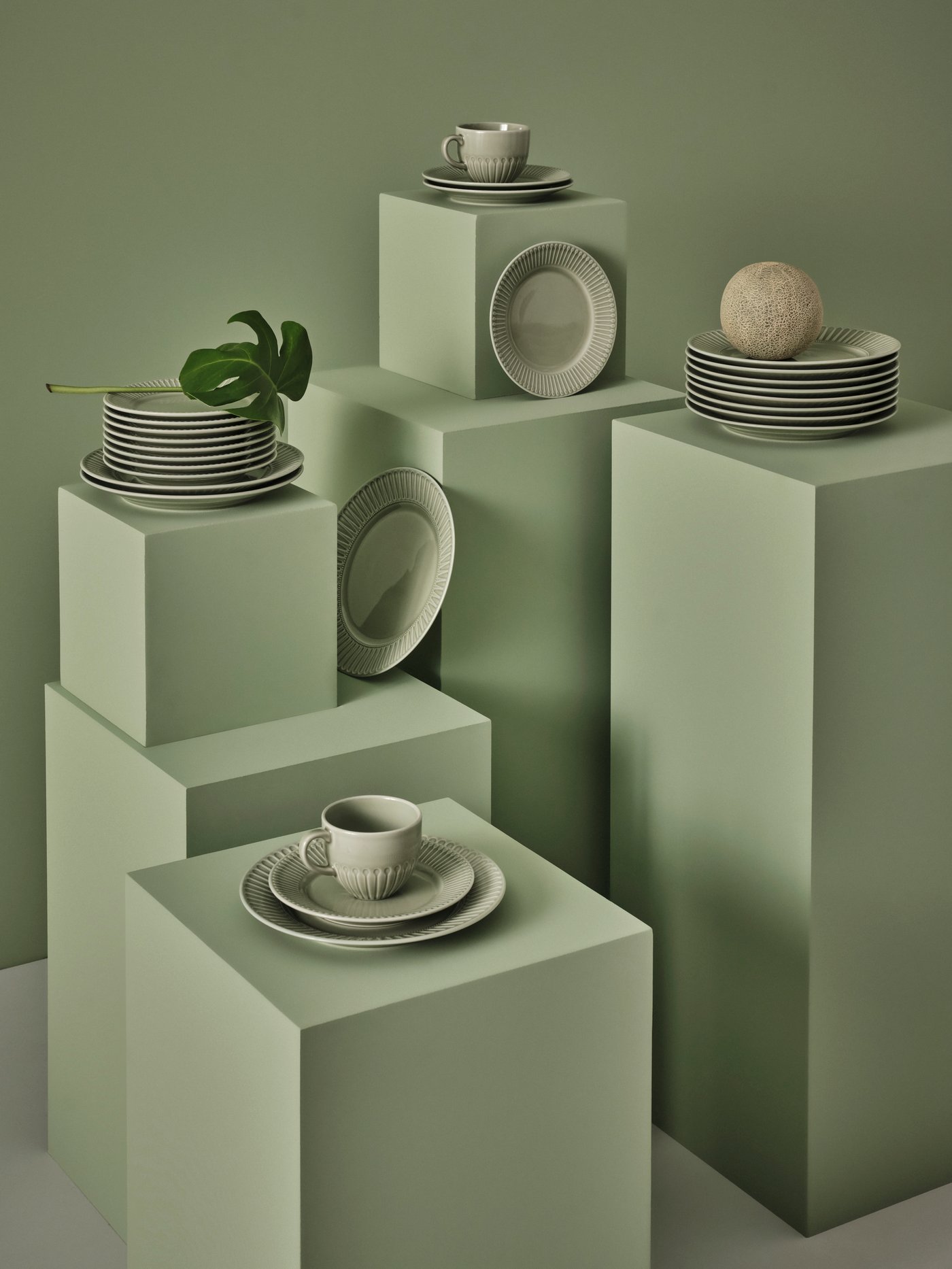 A stoneware pale grey-green STRIMMIG mug