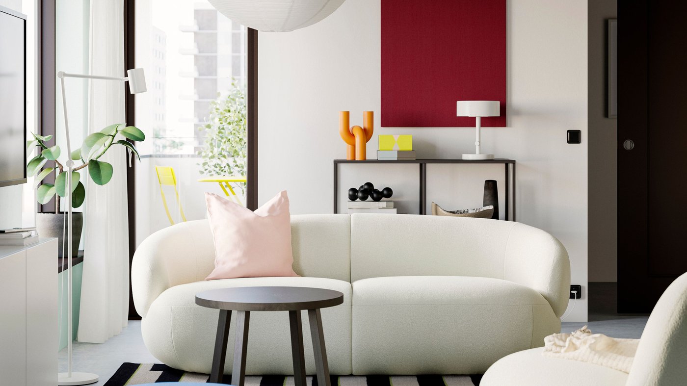 Balts LILLESÄTER trīsvietīgs dīvāns