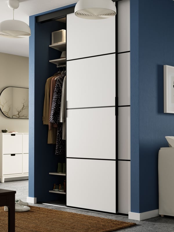 A black/double sided white MEHAMN sliding door combination