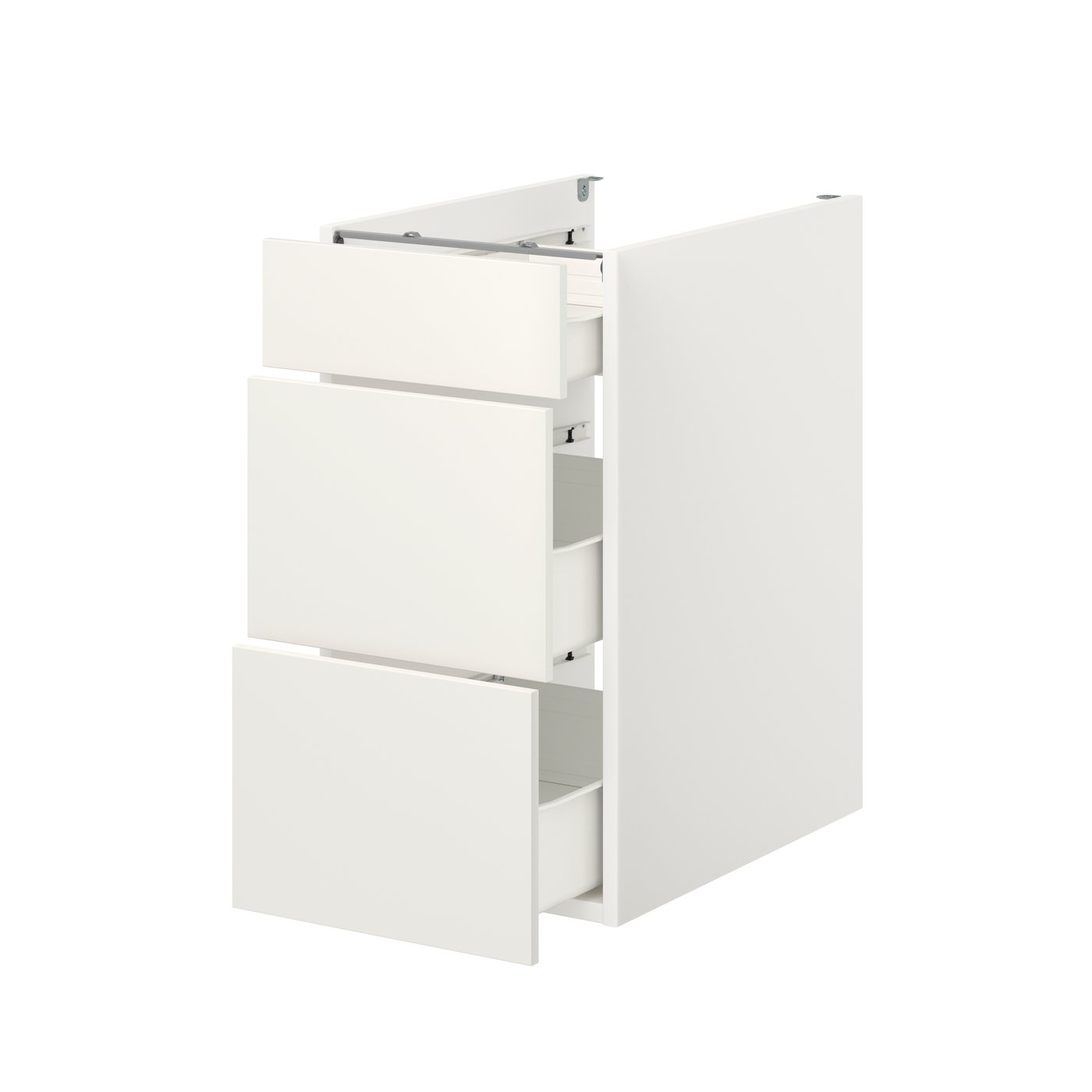 IKEA ENHET bänkskåp m 3 lådor, vit, 40x62x75 cm