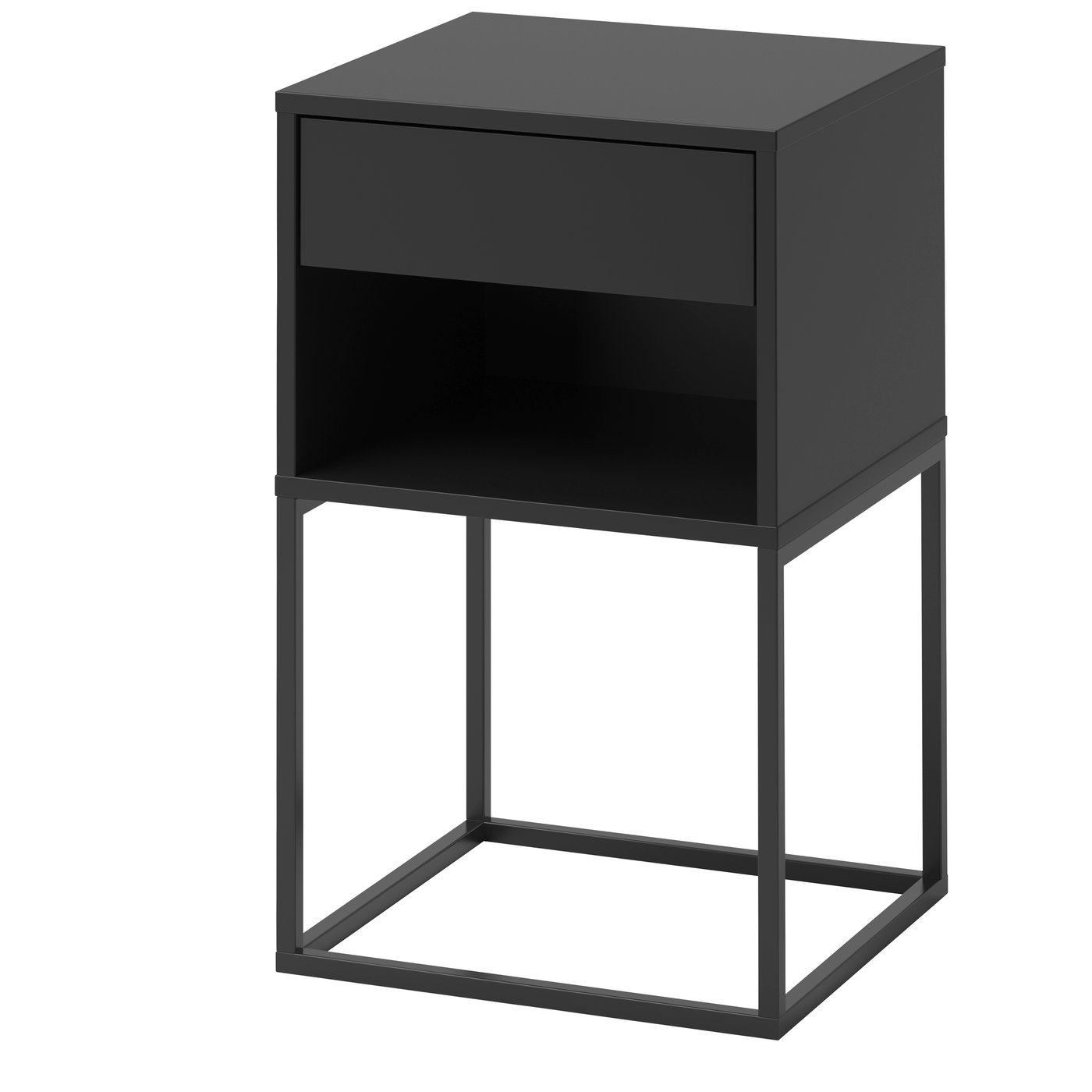 IKEA VIKHAMMER sängbord, svart, 40x39 cm