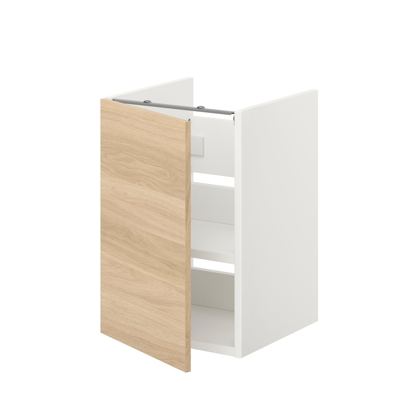 IKEA ENHET bänksk f tvättställ m hyllpl/dörr, vit/ekmönstrad, 40x42x60 cm