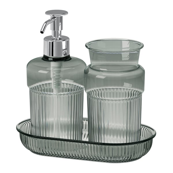 A grey BROFJÄRDEN 3-piece bathroom set in the NA