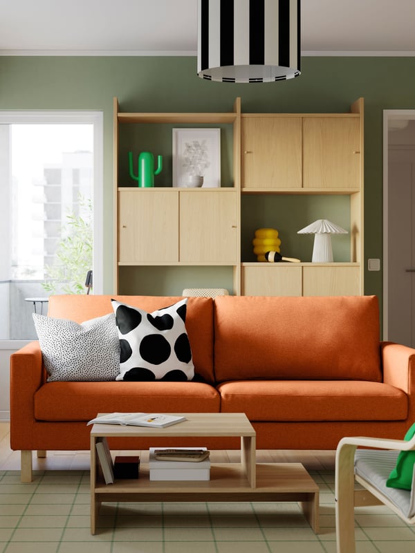 A with 2 shelves/oak effect LÅDMAKARE storage combination w sliding doors