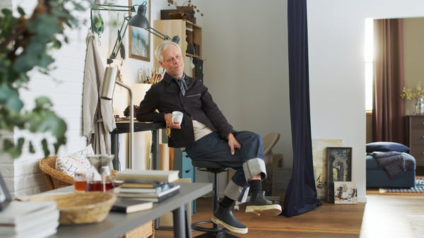 A nickel-plated VIRRMO work lamp in the home office
