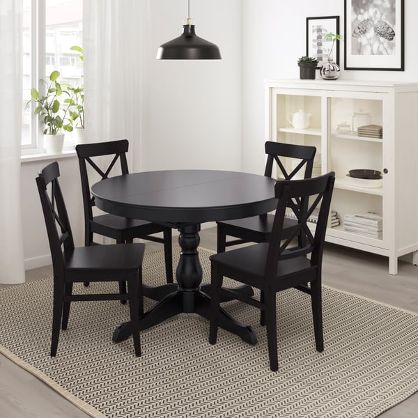 A black INGATORP extendable table