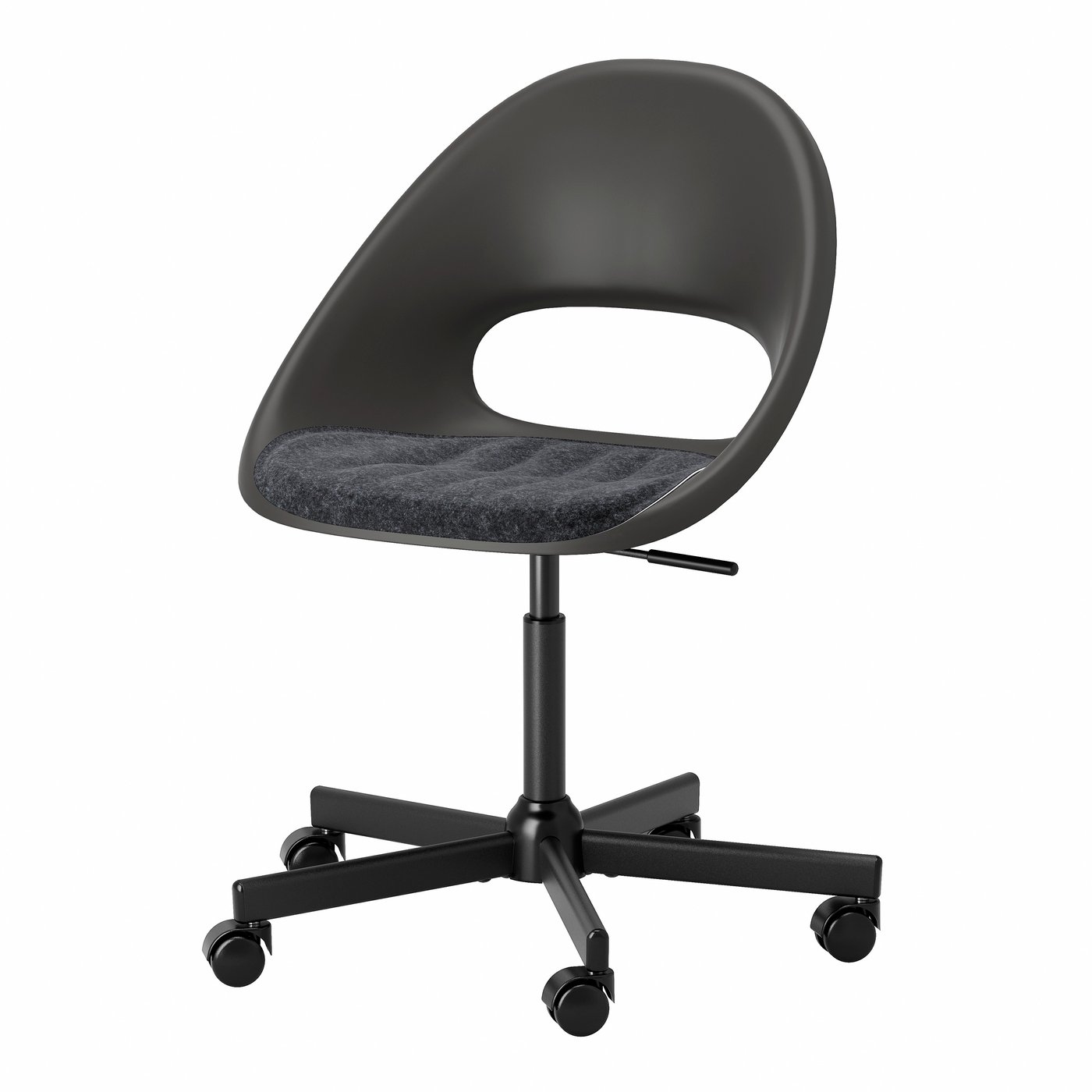 IKEA - ELDBERGET/MALSKÄR Drehstuhl + Kissen, dunkelgrau/schwarz