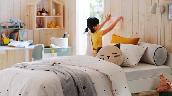 A white/grey-green children's room
