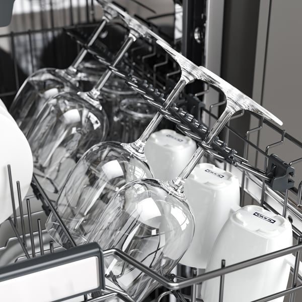An IKEA 500 stainless steel-coloured SÖDERBODA built-in dishwasher
