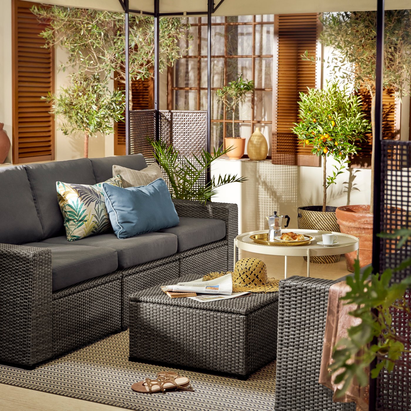 A dark grey/Frösön/Duvholmen dark grey SOLLERÖN 3-seat modular sofa, outdoor