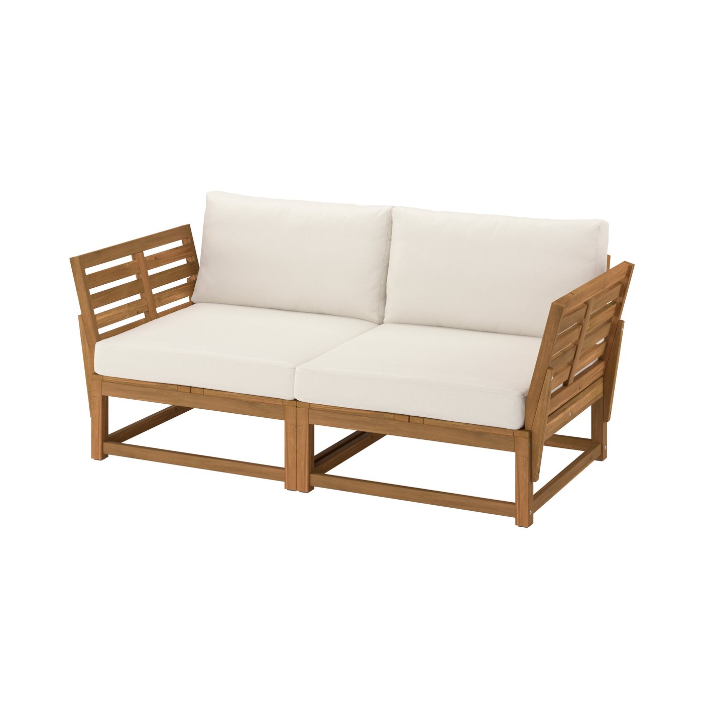 IKEA - NÄMMARÖ 2:n istuttava sohva, ulkokäyttöön käsinojat/vaaleanruskeaksi petsattu Frösön/Duvholmen beige, 80x80 cm\77x56 cm\80x44 cm\80x80 cm\80x44 cm\81x81 cm