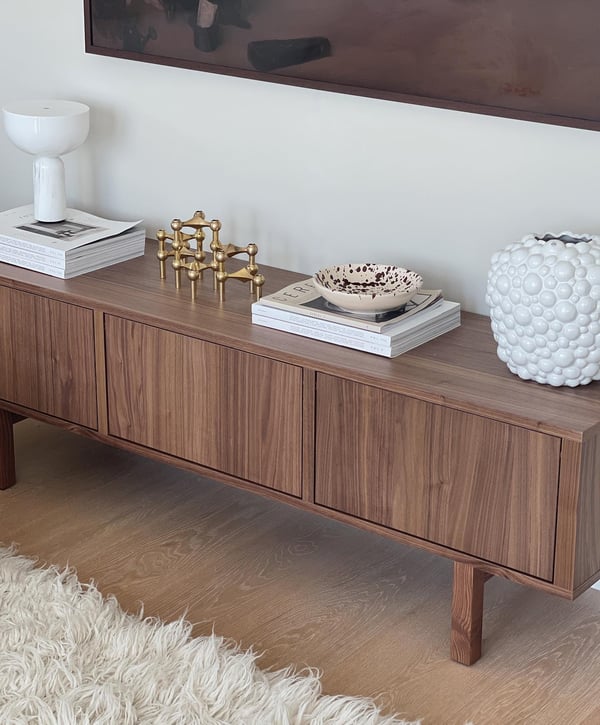 STOCKHOLM TV unit, walnut veneer, 63x15 3/4x19 5/8" IKEA