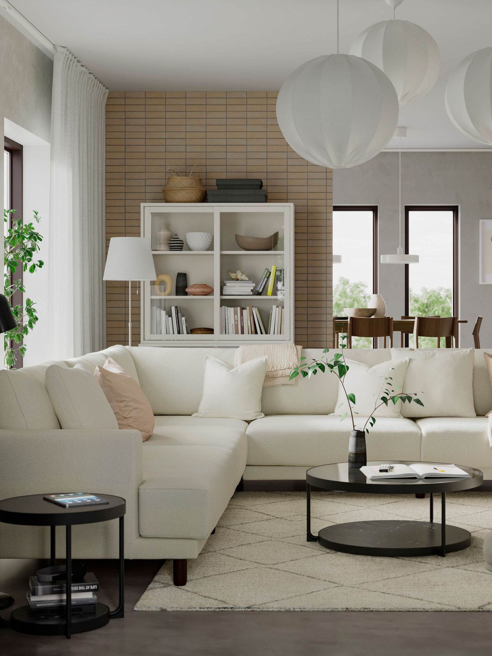 An Axvall off-white UPPÅKRA six-seat modular corner sofa in the living room