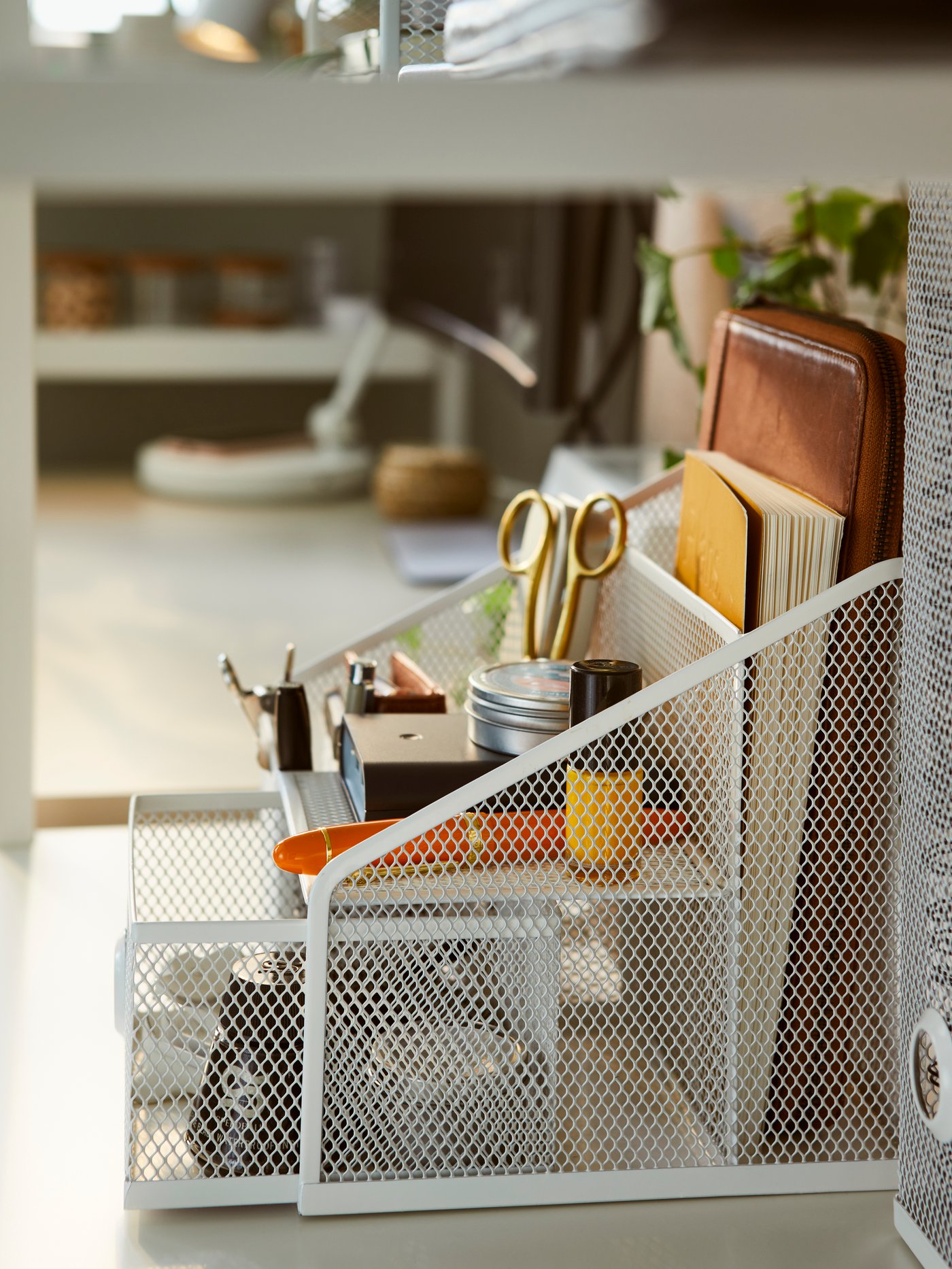 A white DRÖNJÖNS desk organiser