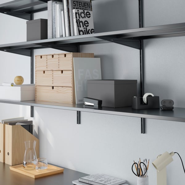 An anthracite BOAXEL shelving unit